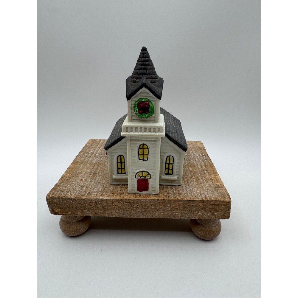 Roman Inc Christmas Church Salt‎ and Pepper Shakers Ceramic Holiday Decor White